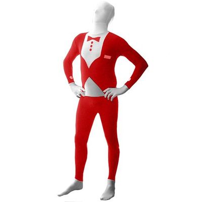 AltSkin Full Body Stretch Fabric Suit (XXS, Red Tuxedo)