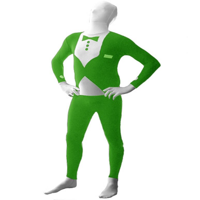 AltSkin Full Body Stretch Fabric Suit (XS, Green Tuxedo)