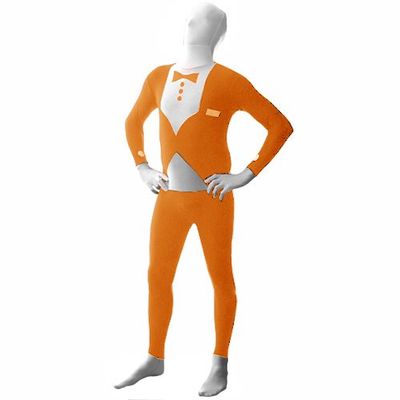 AltSkin Full Body Stretch Fabric Suit (XS, Orange Tuxedo)