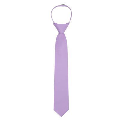 Jacob Alexander Boy's 14" Solid Color Zipper Tie - Lavender