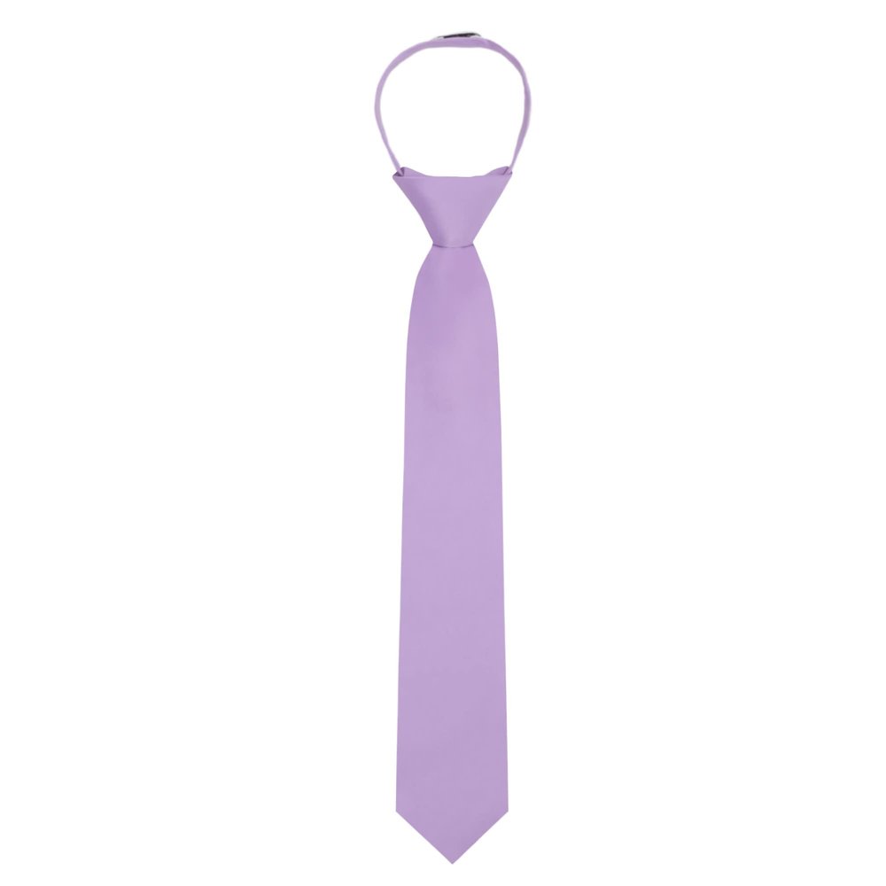 Jacob Alexander Boy's 14" Solid Color Zipper Tie - Lavender