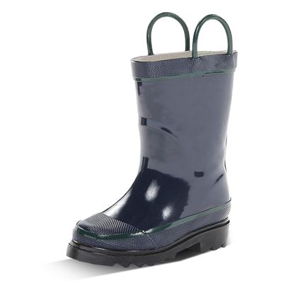 Western Chief Kids Waterproof Rubber Classic Rain Boot with Pull Handles, Navy, 2 M US Little Kid