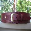 36" Wine Genuine Leather .38 Caliber Cartridge Gun Belt view 2