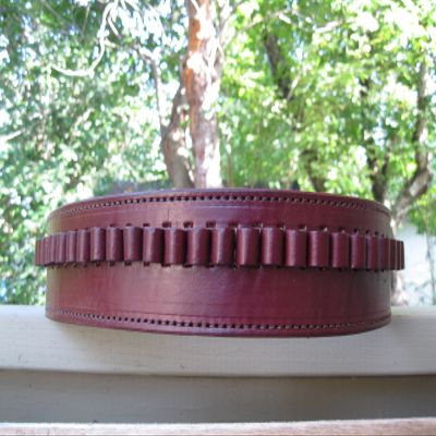 46" Burgundy Genuine Leather .38 Caliber Cartridge Gun Belt