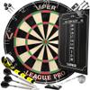 Viper League Pro Play-Ready Bundle, Regulation Size Steel Tip Dartboard with Chalk Cricket Scoreboard, 3 Steel Tip Darts, Staple-Free Bullseye, High-Grade Sisal with Rotating Number Ring view 1