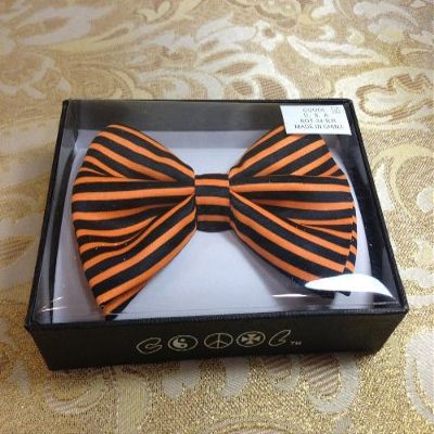 Fashion Tuxedo Dress Bowtie Adjustable Elastic Strap - Black & Orange Stripes