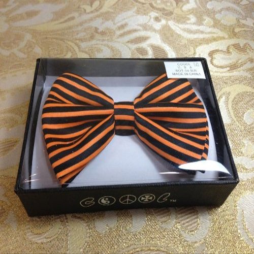 Fashion Tuxedo Dress Bowtie Adjustable Elastic Strap - Black & Orange Stripes
