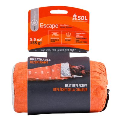 S.O.L. Survive Outdoors Longer SOL Escape Lite Bivvy - Reflects up to 70% Body Heat - Waterproof Emergency Blanket for Survival Gear - 82" x 32" - 5.5 oz - Orange