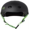 S1 Lifer Helmet for Skateboarding, BMX, and Roller Skating - EPS Fusion Foam, CPSC & ASTM Certified - Black Matte w/Bright Green Straps XXX-Large (23.5") view 3