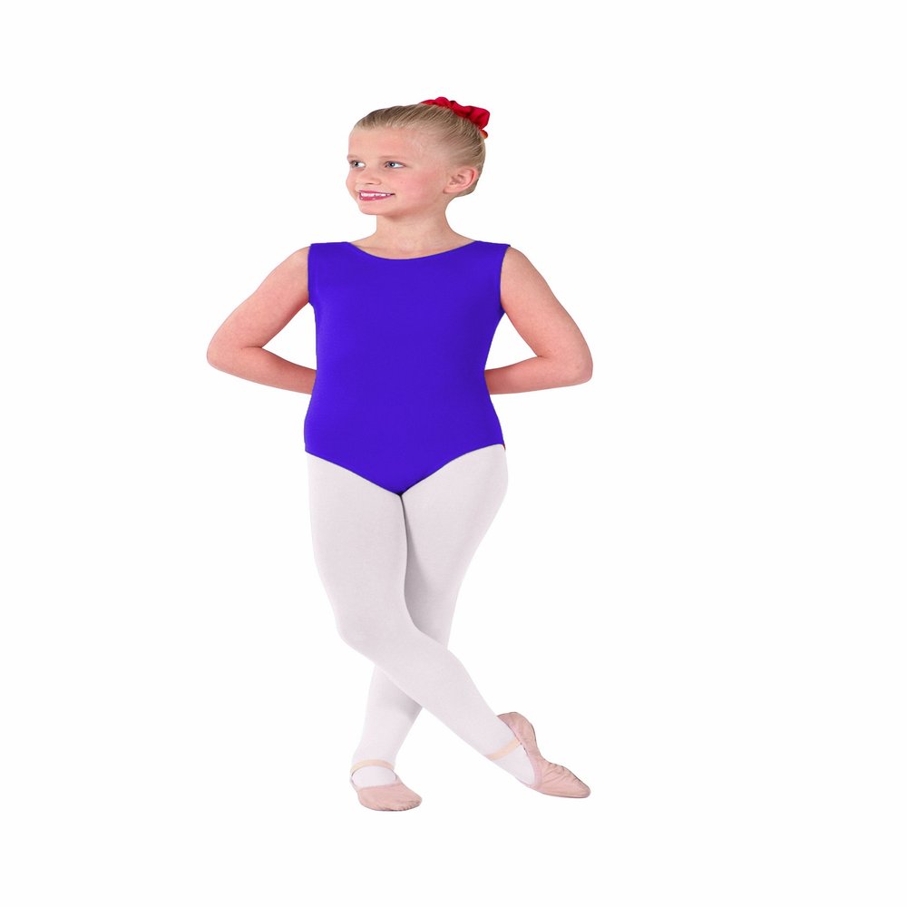 EUROTARD Girls Tank Leotard with Cotton 1089 (Purple,Intermediate)