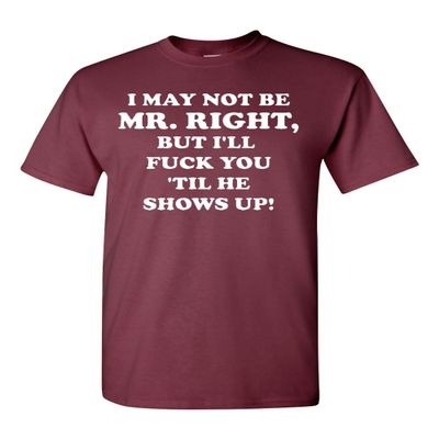 I May Not Be Mr. Right Adult T-Shirt Tee (XXX-Large, Maroon)