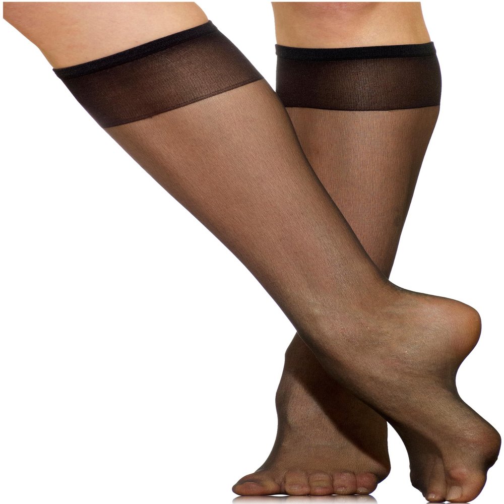 Silkies Women's Knee Highs 3-Pair Pack - Sheer Knee High Nylons for Women - Regular Jet Black