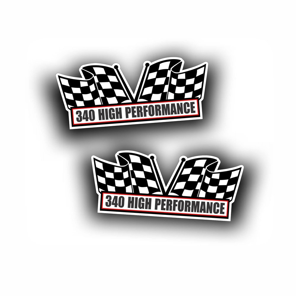 2X Engine Window Air Cleaner Sticker Decal 340 High Performance for V8 Street, Race, Classic Muscle Car, Compatible with Dodge Chrysler Plymouth Dart Duster 5x2.25 inch