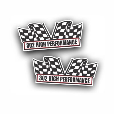 2X Engine Window Air Cleaner Sticker Decal 302 High Performance for V8 Street, Race, Classic Muscle Car, Compatible with Ford Mustang and Chevrolet Camaro Z28 5x2.25 inch