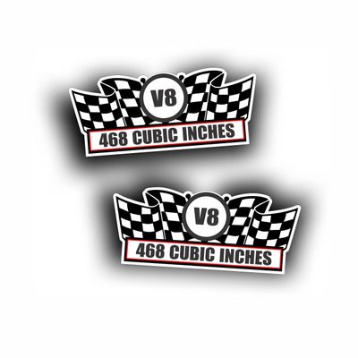 2X Engine Window Air Cleaner Sticker Decal 468 Cubic Inches for V8 Big Block Crate Motor, Race, Muscle Car, Compatible with Chevrolet Chevy 5x2.25 inch