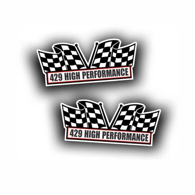 2X Engine Window Air Cleaner Sticker Decal 429 High Performance V8 Boss Race, Classic, Muscle Car, Compatible with Ford Mustang 5 x 2.25 inch