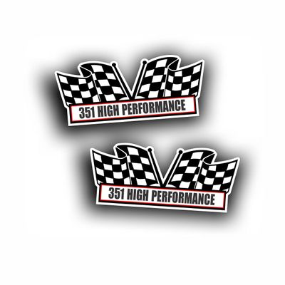 2X Engine Window Air Cleaner Sticker Decal 351 High Performance for V8 Pro Street, Drag Race, Classic Muscle Car, Compatible with Ford Cleveland Windsor 5 x 2.25 inch