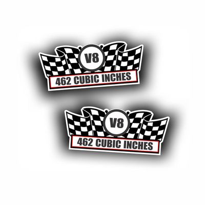 2X Engine Window Air Cleaner Sticker Decal, 462 Cubic Inches CID for V8 Classic Race, Muscle Car, Compatible with Lincoln Continental 5x2.25 inch