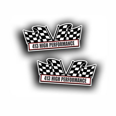 2X Engine Window Air Cleaner Sticker Decal, 413 High Performance for V8 Pro Street, Race, Classic Mopar Wedge Muscle Car, Compatible with Dodge Chrysler Plymouth - 5x2.25 inch