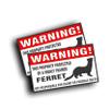 2X Warning Decal Property Protected By A Highly Trained Ferret Pet Polecat Bumper Cage Window Sticker 4 x 6.5 Inch view 1