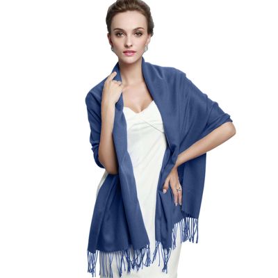Long Solid Ladies Womens Vintage Cashmere Pashmina Scarf Wrap Shawl 40 Colors (Dark blue12) FZPS07012