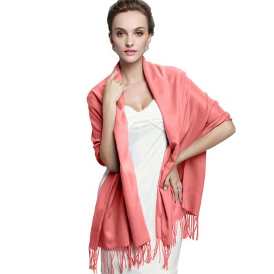 Long Solid Ladies Womens Vintage Cashmere Pashmina Scarf Wrap Shawl 40 Colors (Light coral17)