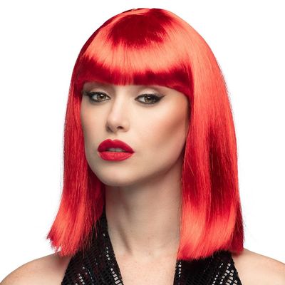 Smiffys Women's Glam Wig, Neon Red, One Size