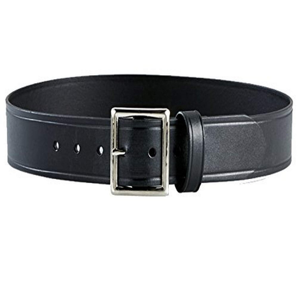 Aker Leather B07 Garrison Belt, Black Plain Leather Tactical Duty Belt 1.75 Inch Width with Removable Chrome Center Bar Buckle, Size 48 for Law Enforcement Gear and Everyday Wear Use, Made in USA