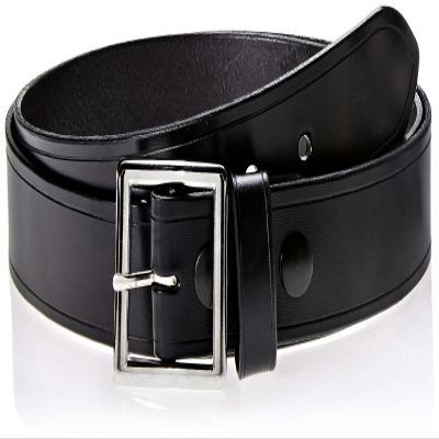 Aker Leather B08 Garrison Belt, Black Plain Leather Tactical Duty Belt 1.5 Inch Wide with Removable Chrome Center Bar Buckle, Size 48 for Law Enforcement Uniform or Everyday Wear Use, Made in USA