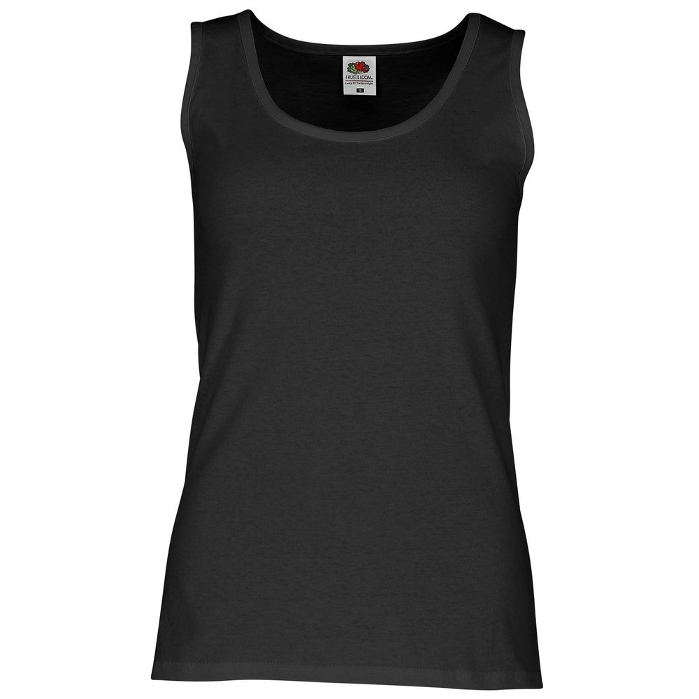 Fruit of the Loom Mens Ladies Feminine Fit Sleeveless Undershirt T Shirt Black L - UK 14