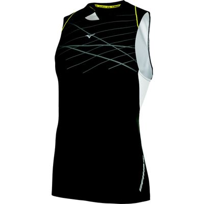 Mizuno Running Men's Venture Sleeveless Tee, Black/White, XX-Large