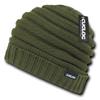 Long Cuffed Beanie with Stripe Knit Pattern by Cuglog (Olive) view 1