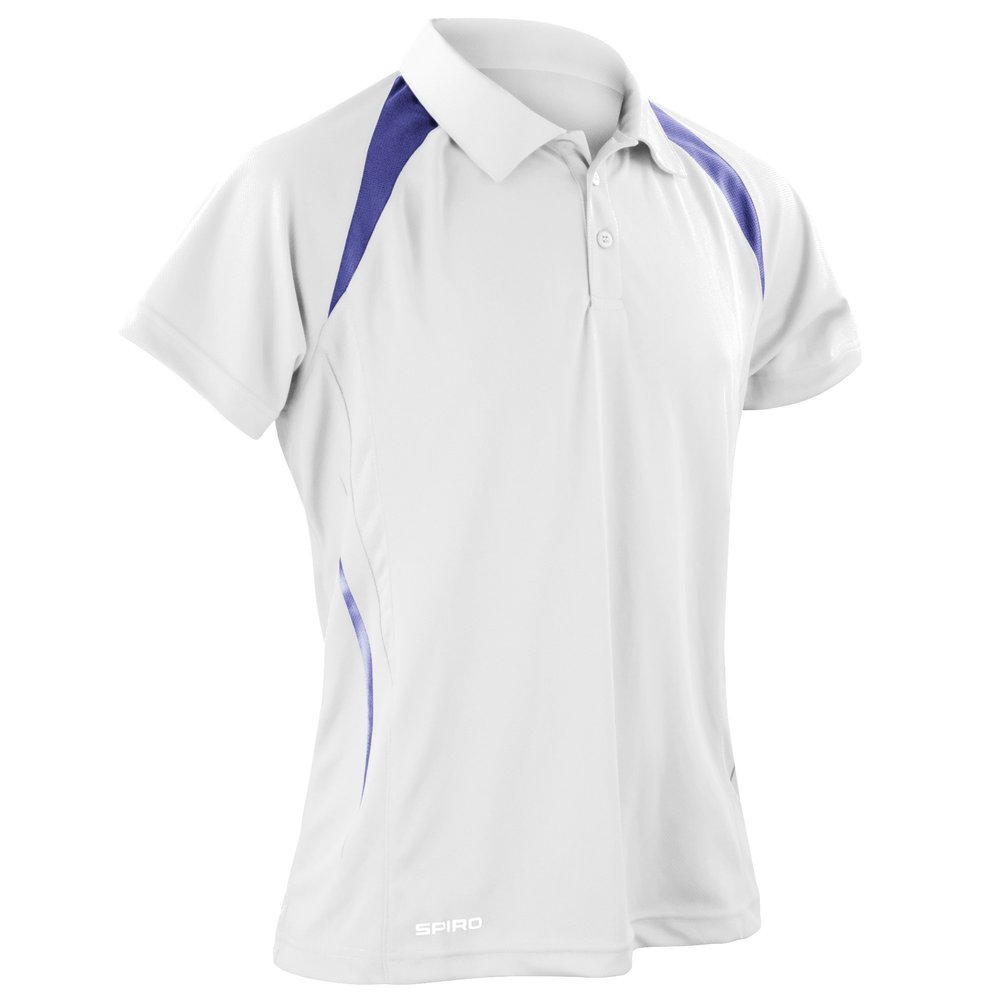 Spiro Mens Sports Team Spirit Performance Polo Shirt (XXXL) (White/Navy)