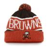 47 brand Cleveland Browns Orange Cuff Calgary Beanie Hat with Pom - NFL Cuffed Winter Knit Toque Cap view 1