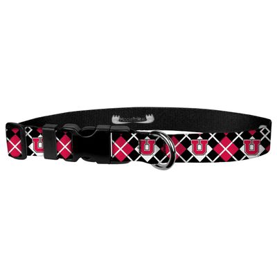 Moose Pet Wear Dog Collar  University of Utah Utes Adjustable Pet Collars, 3/4"/Small, Argyle
