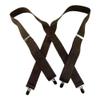 1 1/2" Wide Classic Series Suspenders for Men Brown XS Holdups in X-back style w/USA Patented No-slip Silver Clips view 1