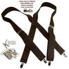 1 1/2" Wide Classic Series Suspenders for Men Brown XS Holdups in X-back style w/USA Patented No-slip Silver Clips view 4