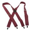 1 1/2" Wide Classic Series Holdups Suspenders for Men in X-back style w/USA Patented No-slip Silver Clips (Burgundy XS) view 1