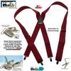 1 1/2" Wide Classic Series Holdups Suspenders for Men in X-back style w/USA Patented No-slip Silver Clips (Burgundy XS) view 4