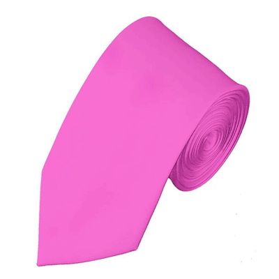 NYFASHION101 Men's Solid Color 2.75" Slim Tie, Hot Pink