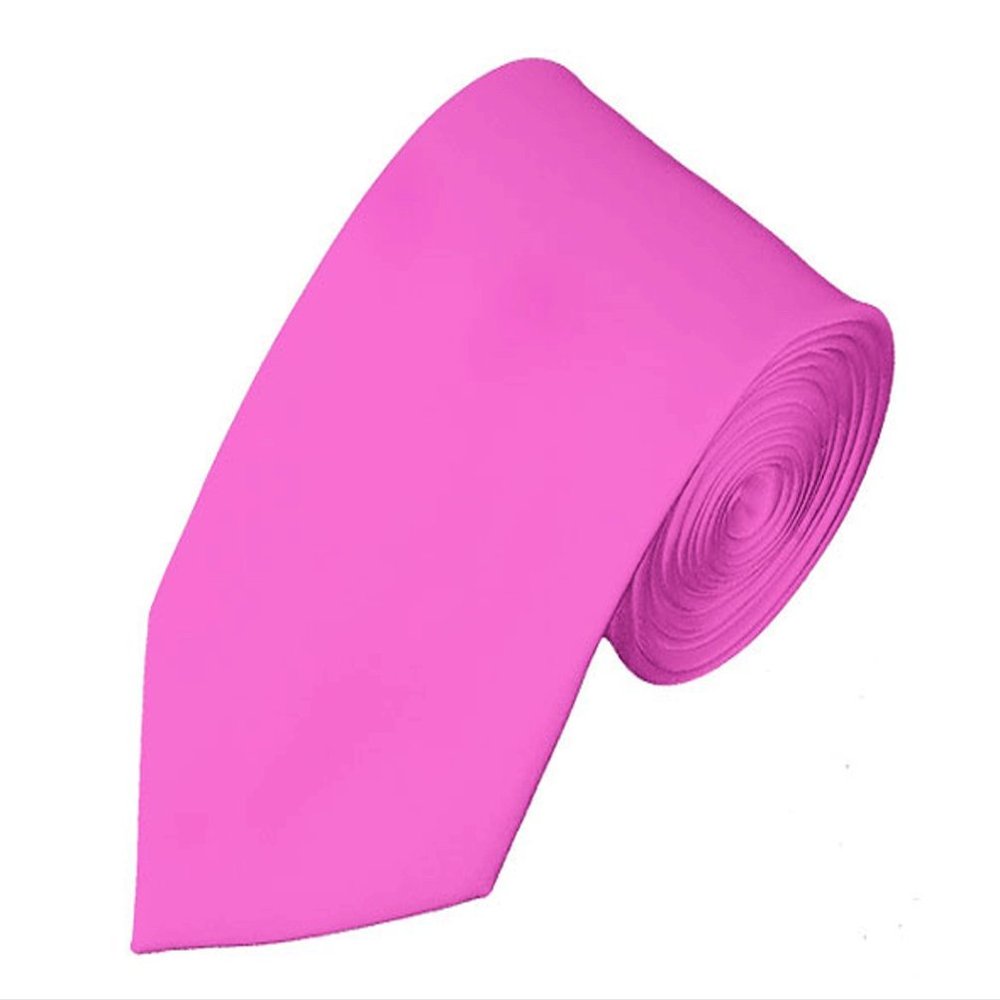 NYFASHION101 Men's Solid Color 2.75" Slim Tie, Hot Pink