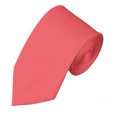 NYFASHION101 Men's Solid Color 2.75" Slim Tie, Coral Rose