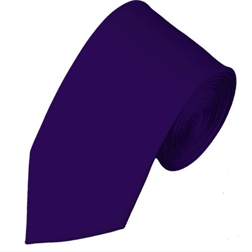 NYFASHION101 Men's Smooth Formal Solid Color 2.75" Slim Tie - Dark Purple