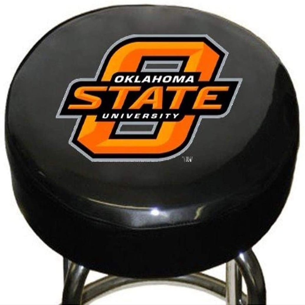 Fremont Die NCAA Oklahoma State Cowboys Bar Stool Cover, 14.5" Diameter, 14.5" Diameter, 3.5" Thickness, Black/Team Colors