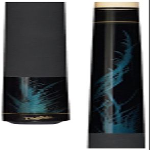 Dufferin Jet Black Pool Cue with Rich Blue Flame, 18-Ounce