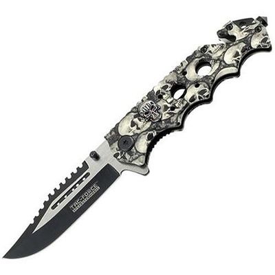 Tac-Force TF-809GN Folding Knife, Two-Tone Blade, Green Handle, 4.75-Inch Closed
