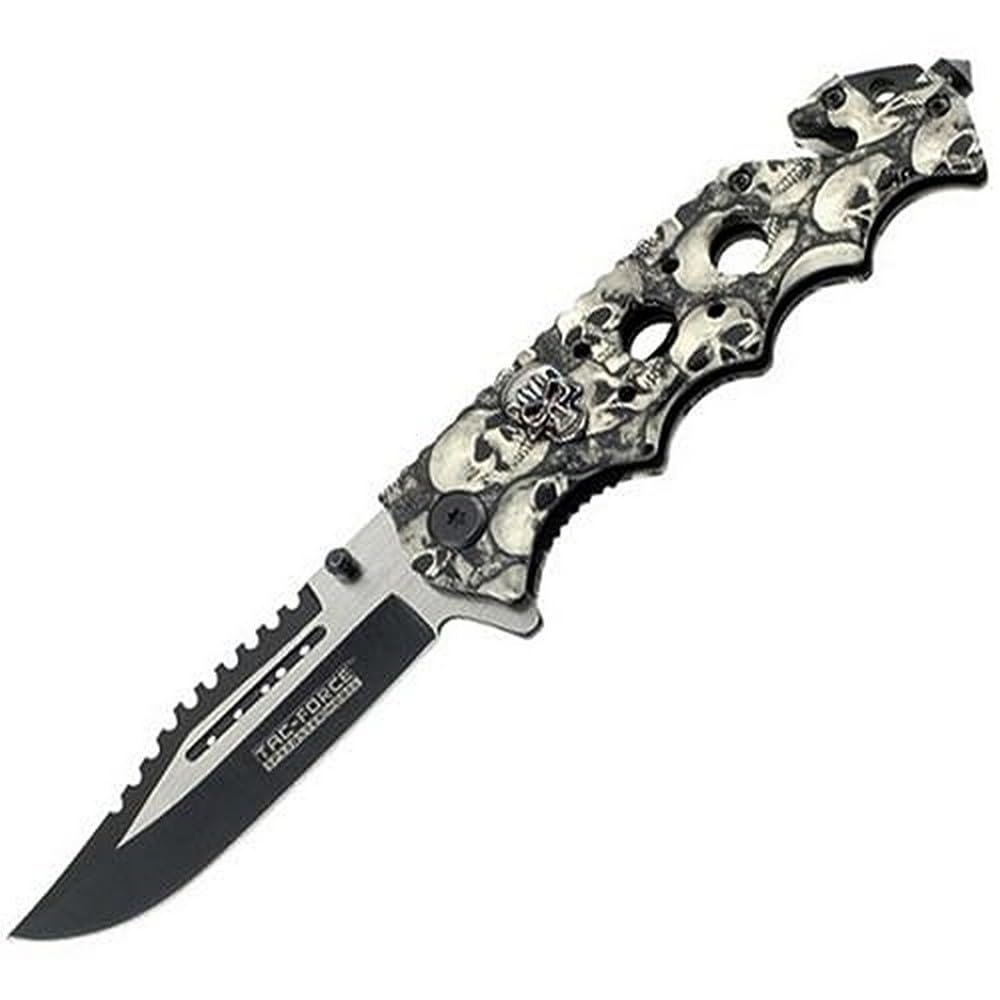 Tac-Force TF-809GN Folding Knife, Two-Tone Blade, Green Handle, 4.75-Inch Closed