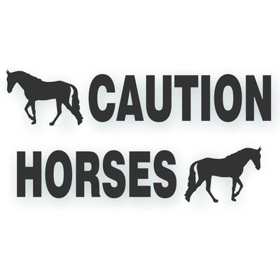 Kit Safety Reflective Caution Horses Trailer Decal Sticker Trotter Walking Horse On Each End Reflective Black 4.5x50 inch