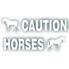 Caution Horses Trailer Decal Sticker Safety Kit - Trotter Walking Horse On Each End Reflective White-Silver 4.5x50 inch view 1
