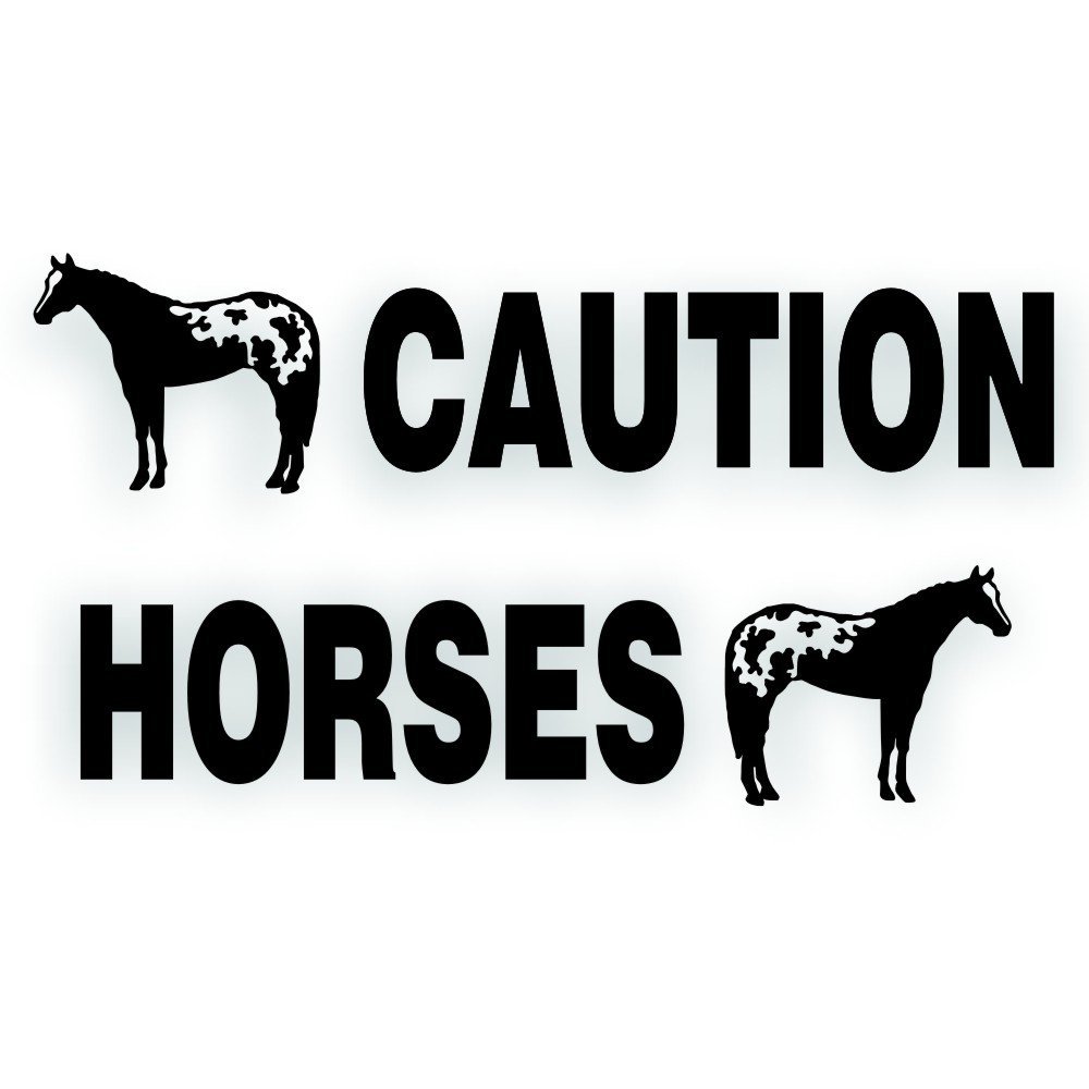 Kit Safety Reflective Caution Horses Trailer Decal Sticker Appaloosa Horse On Each End Reflective Black 3M Vinyl 4.5x50 inch